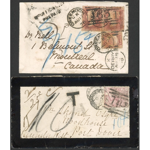 342 - CANADIAN INTERIM + EARLY U.P.U.-MEMBERSHIP PERIODS - SCOTTISH UNDERPAID MAIL; 1875/6 covers (4) all ... 