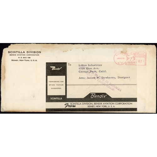 373 - RAILWAY DISASTER MAIL - U.S.A.: 1958 charred env. recovered from train fire near Ogden, Nevada with ... 