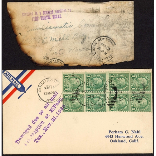 430 - AIR CRASH MAIL - U.S.A.: 1932-36 collection on leaves inc. pair of 1932 envs., one badly charred, wi... 