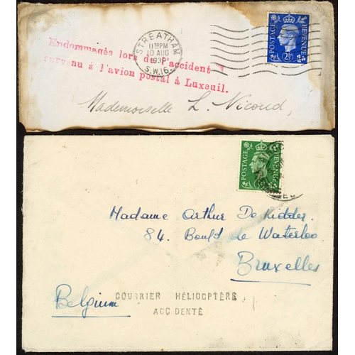 447 - AIR CRASH MAIL - GREAT BRITAIN TO SOUTH AFRICA/BELGIUM/SWITZERLAND/CANADA/USA: 1939-50 collection on... 