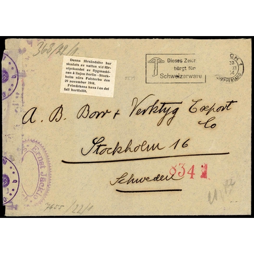 449 - AIR CRASH MAIL - 1941-44 TO/FROM SWEDEN: 1941 env. ex Finland flown on Junkers 52 