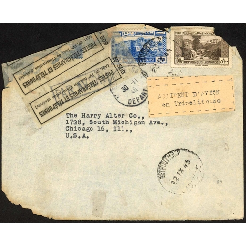 451 - AIR CRASH MAIL - 1944-45 WORLD MIX - INC. BRAZIL/LEBANON/BELGIAN CONGO: A collection on leaves inc. ... 