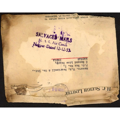 455 - AIR CRASH MAIL - 1950s INDIA & PAKISTAN:  1950 env. ex India to UK flown on Air India Constellation ... 