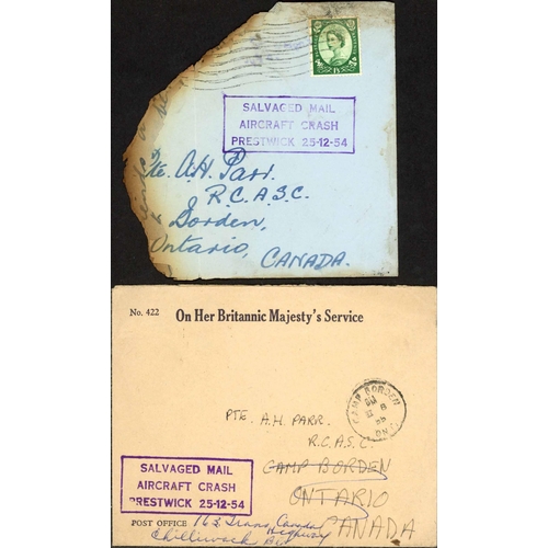 462 - AIR CRASH MAIL - 1954 PRESTWICK AIR CRASH: Collection of covers from this B.O.A.C. Stratocaster 