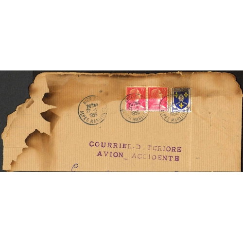 463 - AIR CRASH MAIL - EUROPE - ITALY/FRANCE/RUSSIA/DENMARK/ISRAEL: 1955-57 collection inc. 1955 env. (mis... 