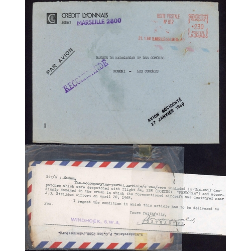 466 - AIR CRASH MAIL - HAITI-USA, LONDON-SARAWAK, FRANCE-COMORO ISLANDS, SOUTH AFRICA-GERMANY, GB-TASMANIA... 