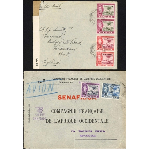 473 - WEST AFRICAN WARTIME MAIL - IMPERIAL CENSORSHIP IN GAMBIA: 1942 quartet of covers inc. Dec. Gambia t... 