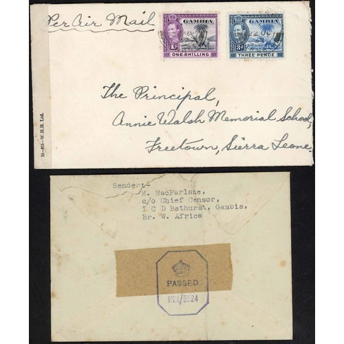 474 - WEST AFRICAN AIRMAIL - IMPERIAL CENSORSHIP IN GAMBIA: 1942 cover quartet inc. July Gambia to GB via ... 