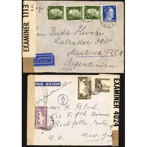 484 - ARGENTINA - WWII CENSORED MAIL TO/FROM EUROPE - ANTICLOCKWISE ROUTE 7: 1942-43 covers illustrating t... 