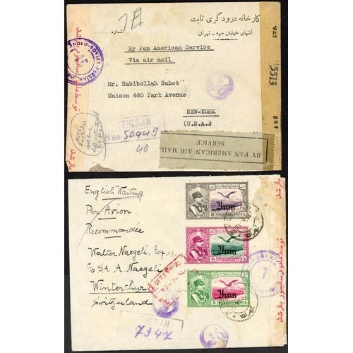 495 - MIDDLE EAST WWII CENSORED/AIRMAIL COVERS TO U.S.A., ETC. - EX PERSIA OR PALESTINE: c.1939-45 range i... 