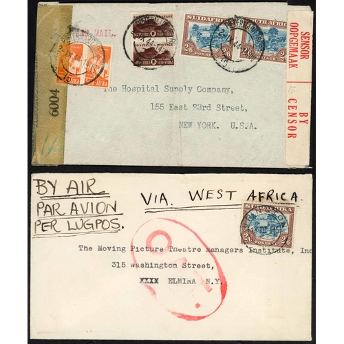 496 - SOUTH AFRICA - WWII TRANSATLANTIC MAIL - VIA WEST AFRICA, SERVICE SUSPENDED, ETC.: c.1940-45 covers ... 