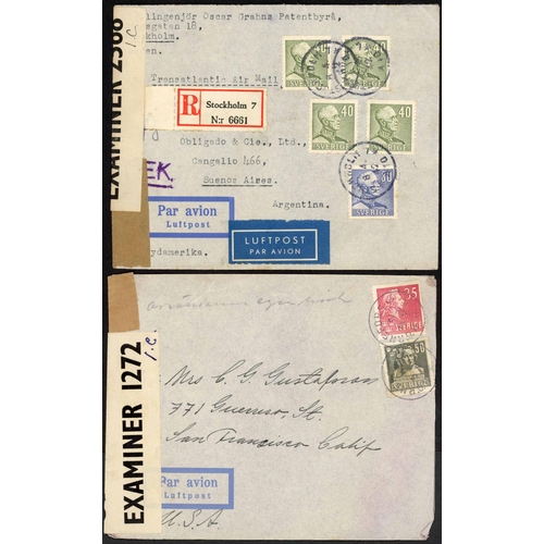 497 - FRANCE/GERMANY/ITALY/SWEDEN WWII TRANSATLANTIC AIRMAILS (TO U.S.A. OR SOUTH AMERICA): 1941 env.  fra... 