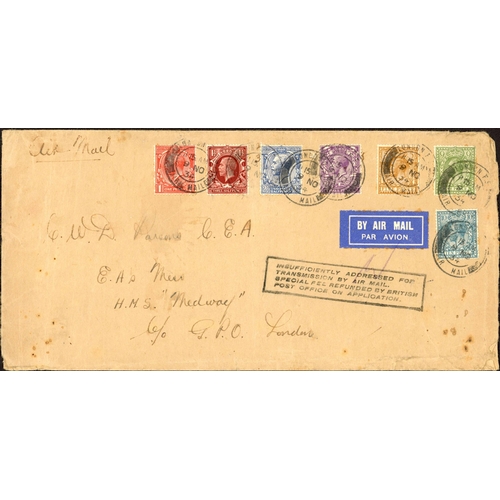 501 - 1911-34 INTERESTING GROUP OF FLOWN COVERS & RELATED CANCELLATIONS inc. 15 Sept. 1911 grey-green env.... 