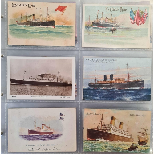 522 - SHIPPING - PASSENGER STEAMSHIPS: A large album containing an ex-dealer's stock of better quality, ma... 