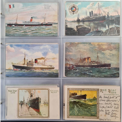 522 - SHIPPING - PASSENGER STEAMSHIPS: A large album containing an ex-dealer's stock of better quality, ma... 