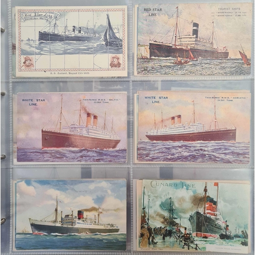 522 - SHIPPING - PASSENGER STEAMSHIPS: A large album containing an ex-dealer's stock of better quality, ma... 