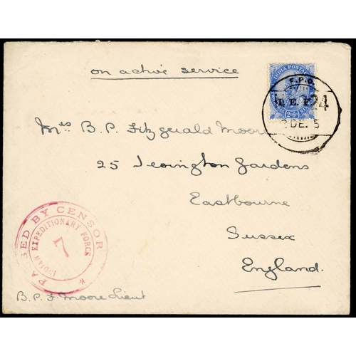 577 - F.P.O. No. 323 OR 324 ON MAILS TO ENGLAND: 1915-18 Trio inc. 1917 OHMS Chaplain of Aden env. to Lond... 