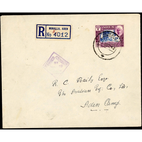 583 - REGISTERED MAIL INC. ADEN PROTECTORATE STATES: 1942-60 Registered mail selection inc. 1942 env. to A... 