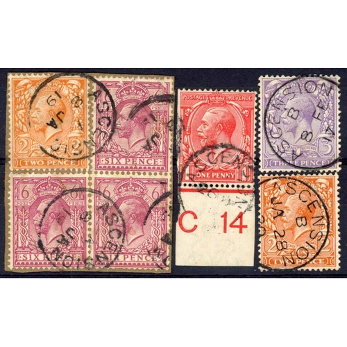 619 - KGV 1912-22 GROUP: Includes 1d scarlet (Z40) with trimmed perfs at left, 2d orange (Z42), 3d violet ... 