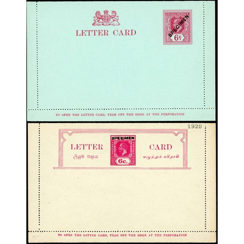 741 - KEVII/KGV UPU ARCHIVE 'SPECIMEN' OVERPRINTS ON POSTAL STATIONERY: Group of 7 KGV period Postal Stati... 