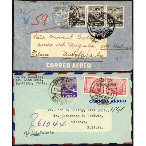 743 - LINEA AEREA NACIONAL (LAN) INTERNAL & EXTERNAL AIR MAILS: 1931-43 group inc.1931 internally flown co... 