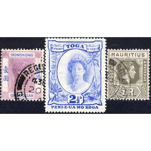 75 - ** KGVI LISTED VARIETIES - HONG KONG, MAURITIUS & TONGA: Hong Kong 1938 $1 dull violet & blue, used ... 