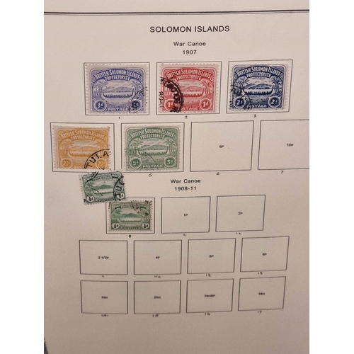 79 - PACIFIC ISLANDS - SOLOMON, GILBERT & ELLICE, NAURU, NEW HEBRIDES: Binder holding printed pages with ... 