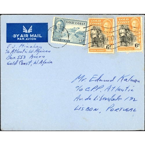 878 - ** KGVI SURFACE & AIRMAIL GROUP; Range with 1937 airmail front to Johannesburg franked ½d pair, 1d p... 