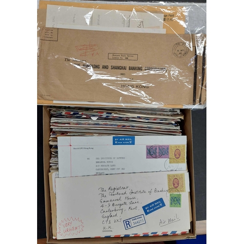 891 - COMMERCIAL MAIL ACCUMULATION: Large shoe box full of 1960s-90s commercial (banking related) covers w... 