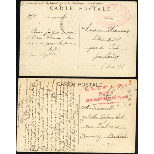 222 - FRENCH ARMY  GVC AUTHORISING CACHETS: Range of covers & cards on leaves with mainly fine strikes of... 