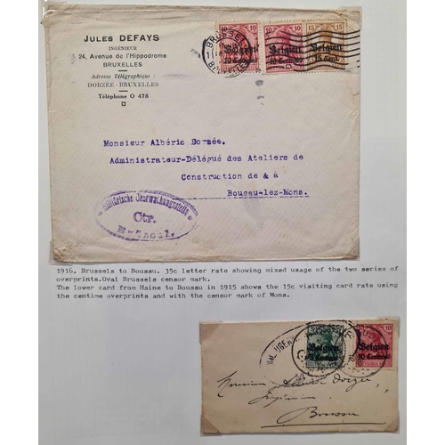 228 - BELGIUM  GERMAN OCCUPATION: Binder with selection of covers & cards overprinted for the German admi... 