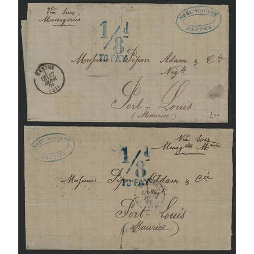 109 - PAIR OF UNPAID COVERS FROM FRANCE WITH BLUE 