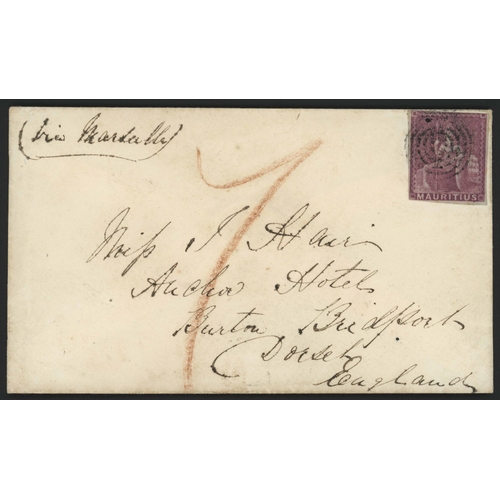 116 - 'NO VALUE' BRITANNIA 9d DULL MAGENTA ON COVER TO GB 