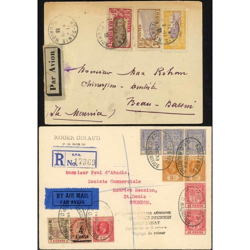 250 - 1933 (NOV.) RAID SAMAT FLIGHT COVERS: 10 Nov. 1933 env. from Reunion to Maritius carried on the Raid... 