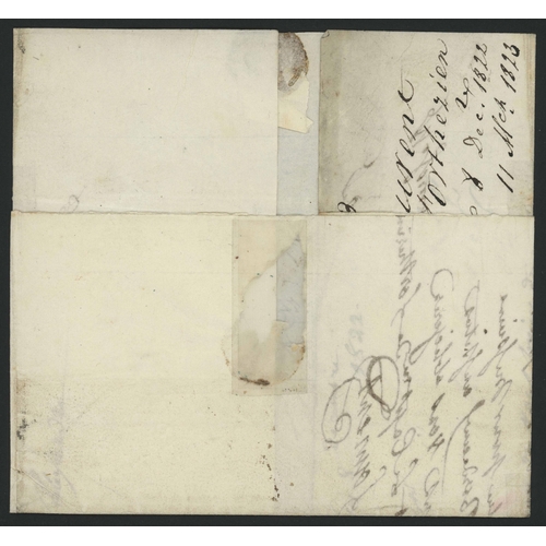 26 - INDIA LETTER/DEAL COVER TO GB WITH NO MAURITIUS MARK AT ALL: 8 Dec 1822 EL (in French, some internal... 