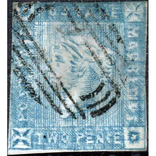 319 - INTERMEDIATE IMPRESSION - 2d BLUE - POSITION 4 - THE VERY RARE DOUBLE PRINT - UNIQUE TO THIS POSITIO... 