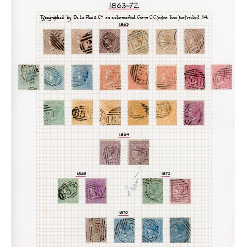 338 - 1863-72 CROWN CC WATERMARK USED COLLECTION WITH SOME WATERMARK VARIETIES: 1d brown shades (13), 2d b... 