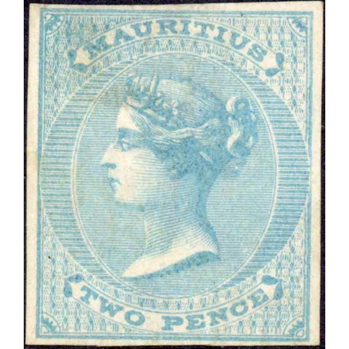 344 - 1863-72 CROWN CC WATERMARK 2d light blue, a mint imperforate example. Close to good margins. Fine.