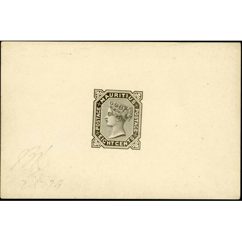 362 - 1879 8c DIE PROOF on white glazed card (91 x 60 mm) with v. light ms 