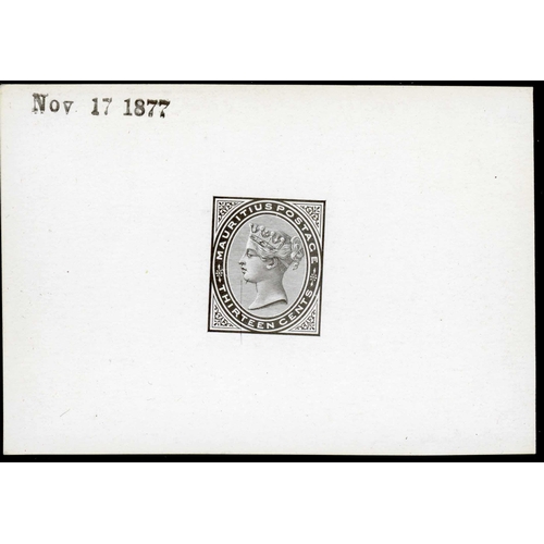 363 - 1877 13c DIE PROOF on white glazed card  (91 x 60 mm) dated 