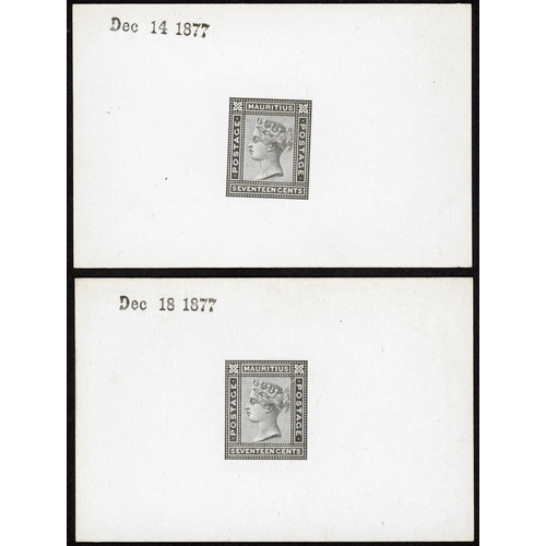 364 - 1877 17c DIE PROOFS on white glazed cards (91 x 60 mm) dated 