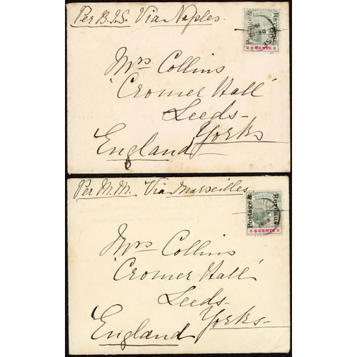 399 - 1902 OVERPRINTS with 12c on 18c mint (6) with minor varieties and used (2, inc. one on 12 May 1902 e... 