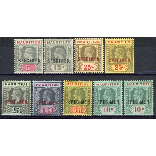 410 - 1913-22 5c to 25c (2), 1r to 5r and 10r (2). All overprinted 