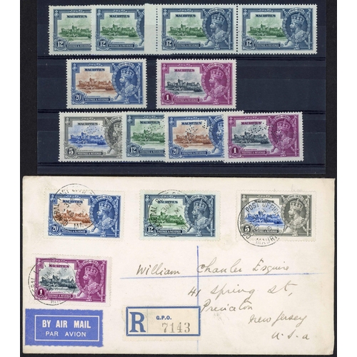 416 - 1935 JUBILEE ISSUE with mint 5c to 1r unmounted mint blocks of four; 12c (4, inc. a pair with short ... 