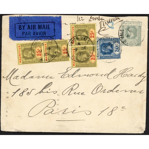 420 - 1926-35 THREE INTERESTING COVERS with 23 Oct. 1926 env. registered from Port Louis via Madagascar to... 