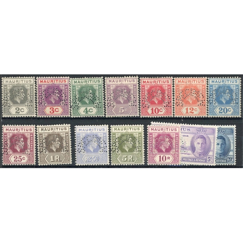 422 - 1937-49 SPECIMEN ISSUES with 1937 Coronation 12c & 20c plus 1938-49 2c to 5r perforated 