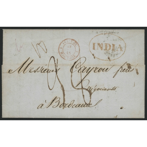 51 - COVER TO FRANCE VIA INDIA WITH RARE SMALL RED 