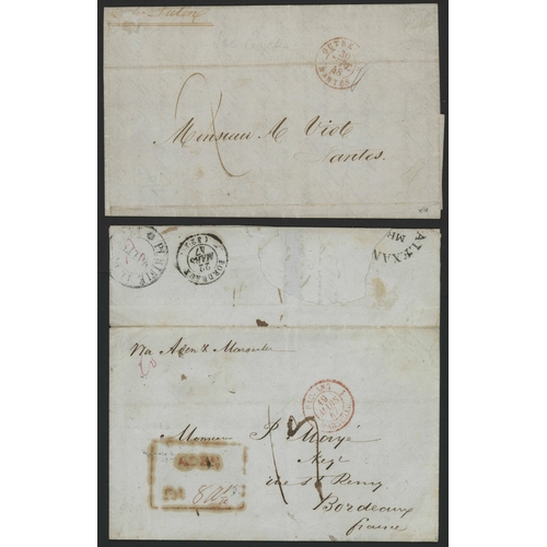 52 - UNPAID PAIR TO FRANCE - WITH RED BOXED 