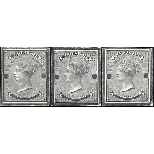 521 - 1860-63 NO WATERMARK ISSUE - MASTER DIE PROOFS: 6d, 1/- & 5/- stamp size master die proofs on glazed... 