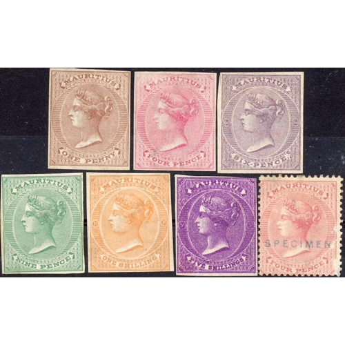 522 - 1863-72 CROWN CC WATERMARK - IMPRIMATURS: 1d brown, 4d rose, 6d dull violet, 9d yellow-green, 1/- or... 